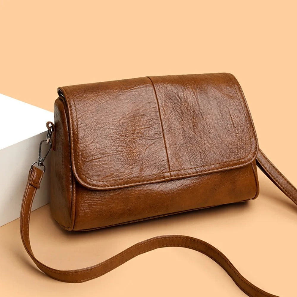 Luxury Leather Crossbody Bag - Beige