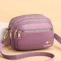 Luxury Multi-Pocket Leather Crossbody Bag - Smoke Rose