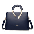 Luxury Lychee Leather Structured Crossbody Bag - Blue