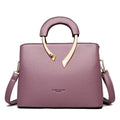 Luxury Lychee Leather Structured Crossbody Bag - Smoke Pink
