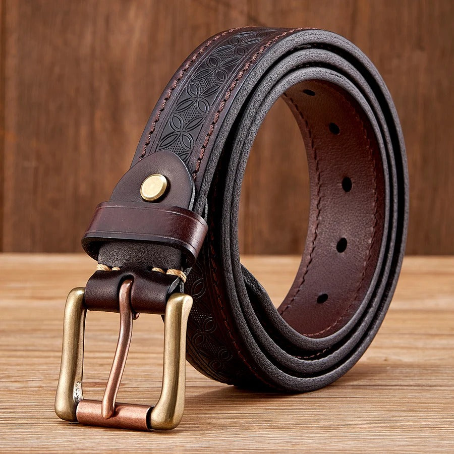 Elegant Retro Leather Strap Belt in Black