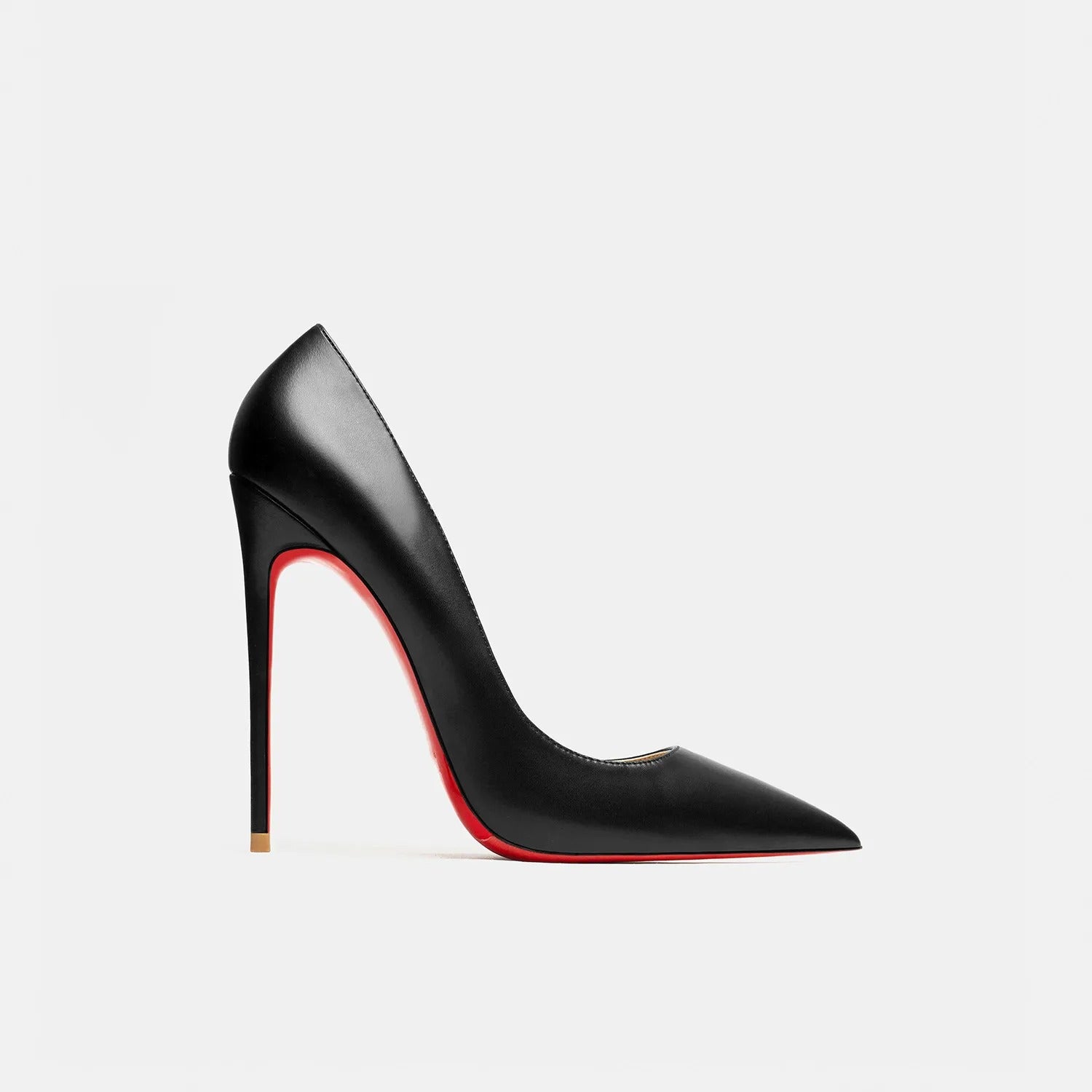 Luxury Red Sole Pointed Toe Stiletto Pumps - Gold
