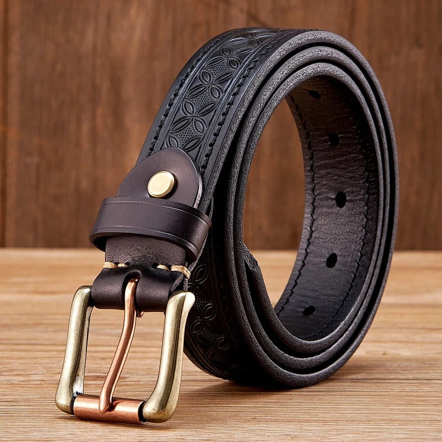 Elegant Retro Leather Strap Belt in Black