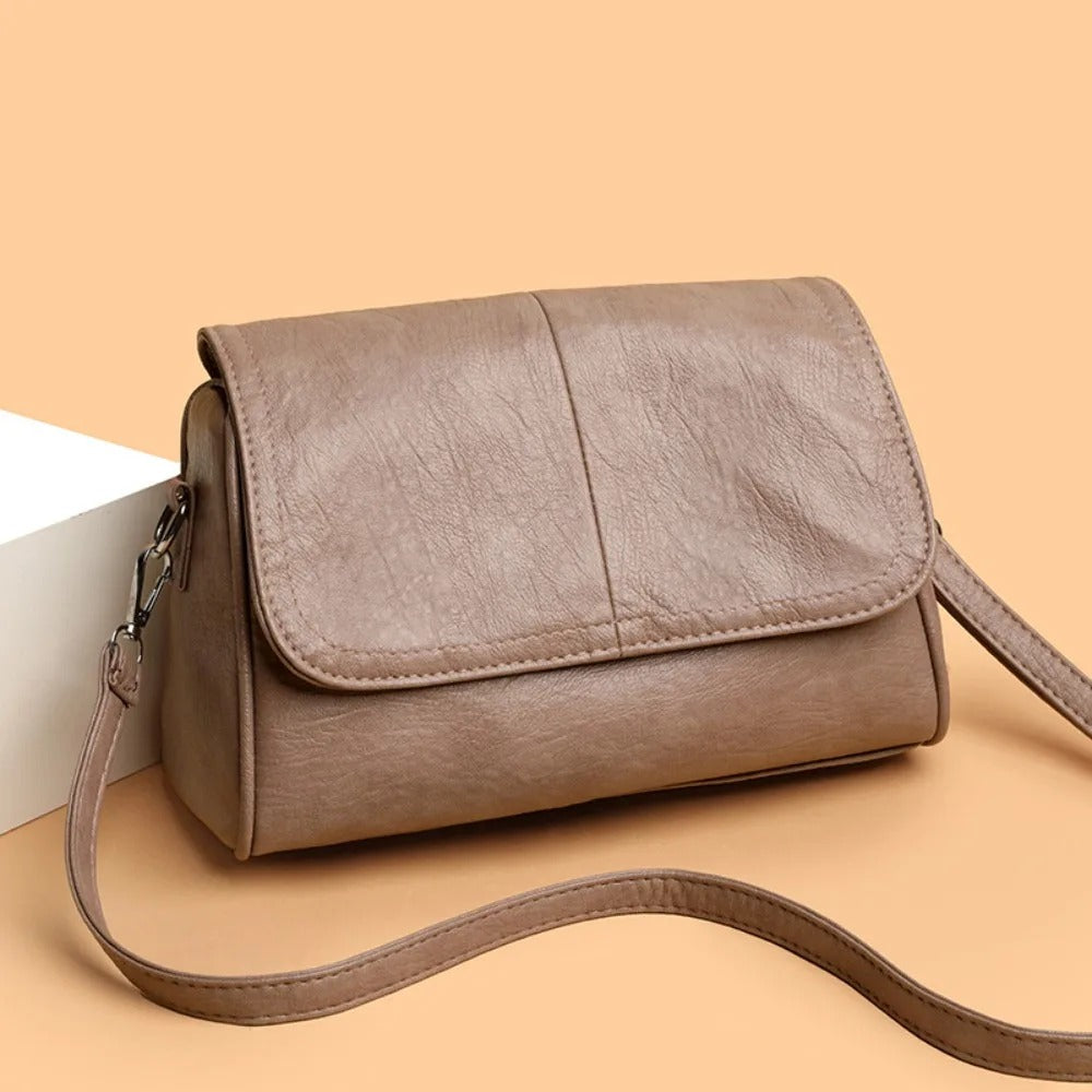 Luxury Leather Crossbody Bag - Beige