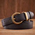 Elegant Cowhide Leather Cowboy Style Belt in Rich Black
