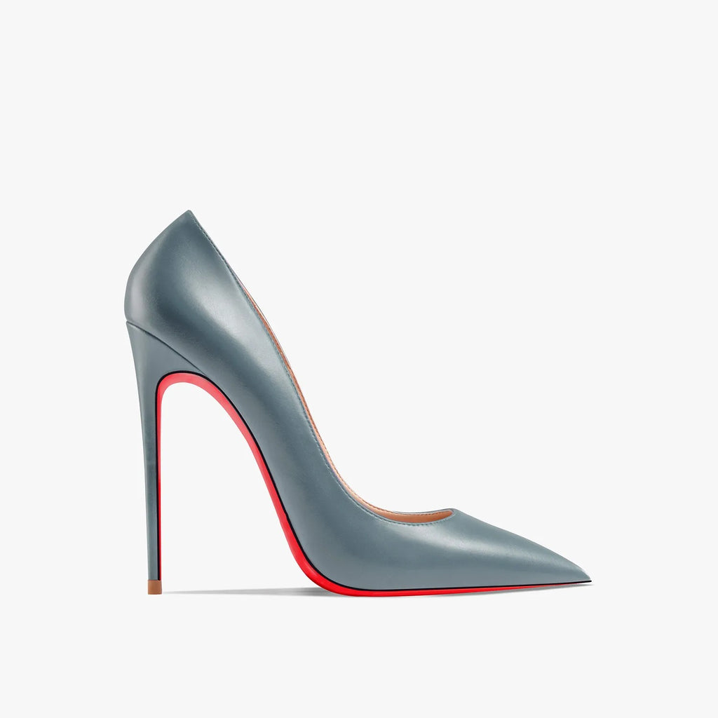 Luxury Red Sole Pointed Toe Stiletto Pumps - Blue