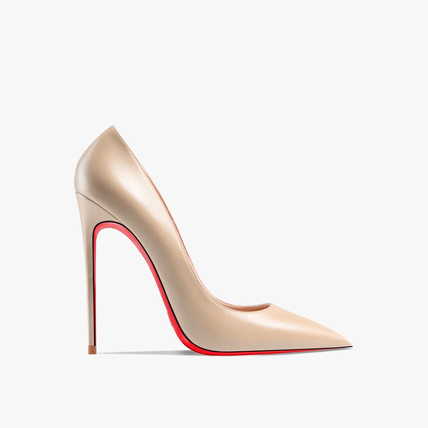Luxury Red Sole Pointed Toe Stiletto Pumps - Gold