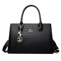 Luxury Crocodile Embossed Leather Tote Bag - Black