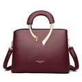 Luxury Lychee Leather Structured Crossbody Bag - Burgundy