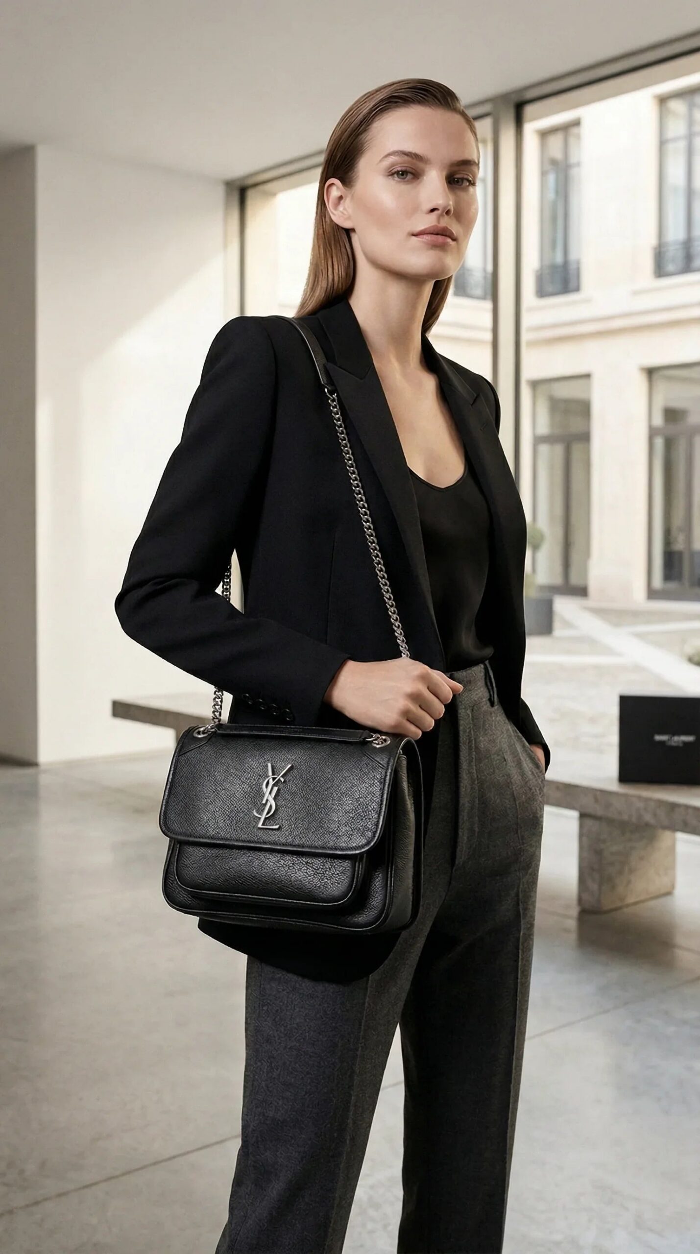 Cassandre Flap Chain Bag – Black - Image 2