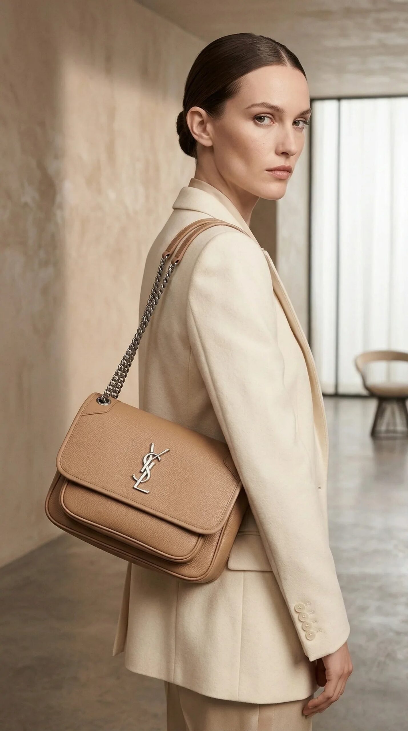 Cassandre Flap Chain Bag – Tan - Image 2