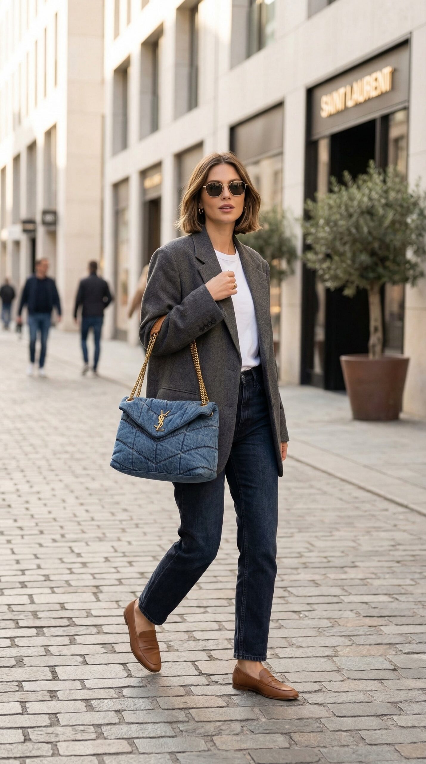 YSL Loulou Puffer Large Denim Shoulder Bag - Image 2