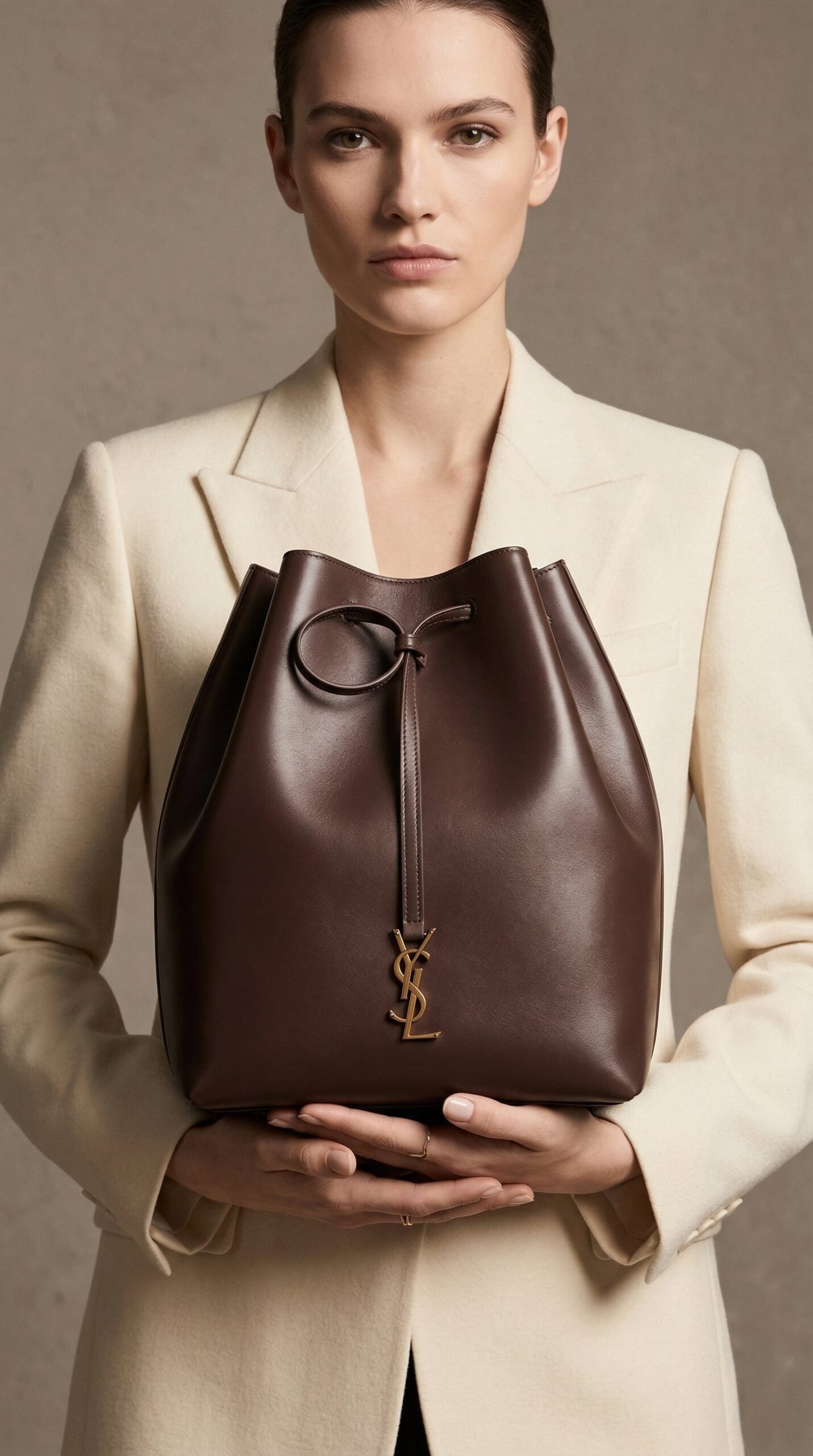 Le 37 Bucket Bag – Dark Brown Smooth Leather (Gold Hardware) - Image 3