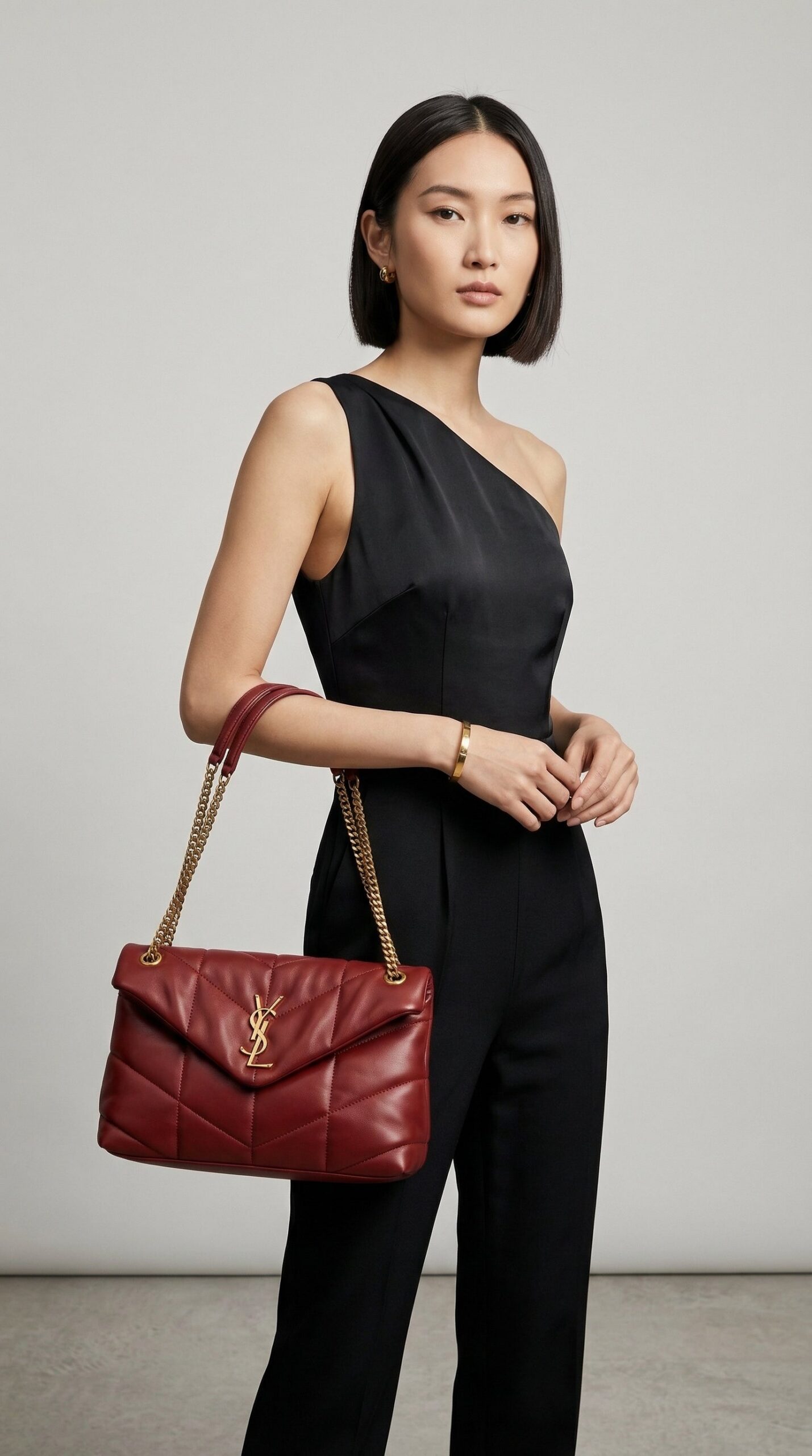Lou Quilted Flap Bag – Red Chevron Leather (Gold Hardware) - Image 2