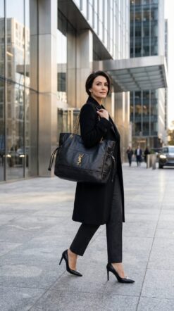 JAMIE SHOPPING IN LAMB LEATHER - BLACK