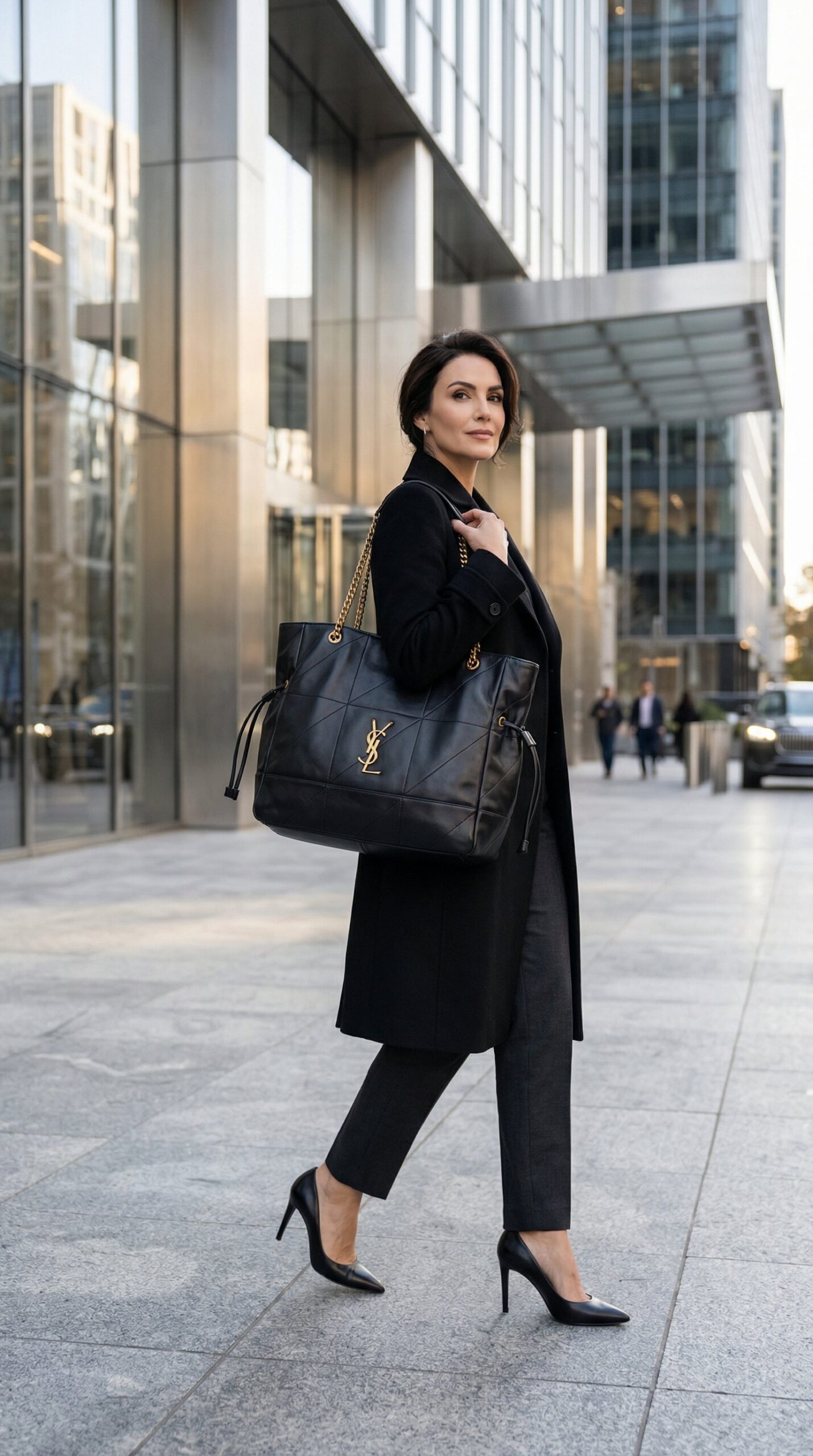 JAMIE SHOPPING IN LAMB LEATHER - BLACK