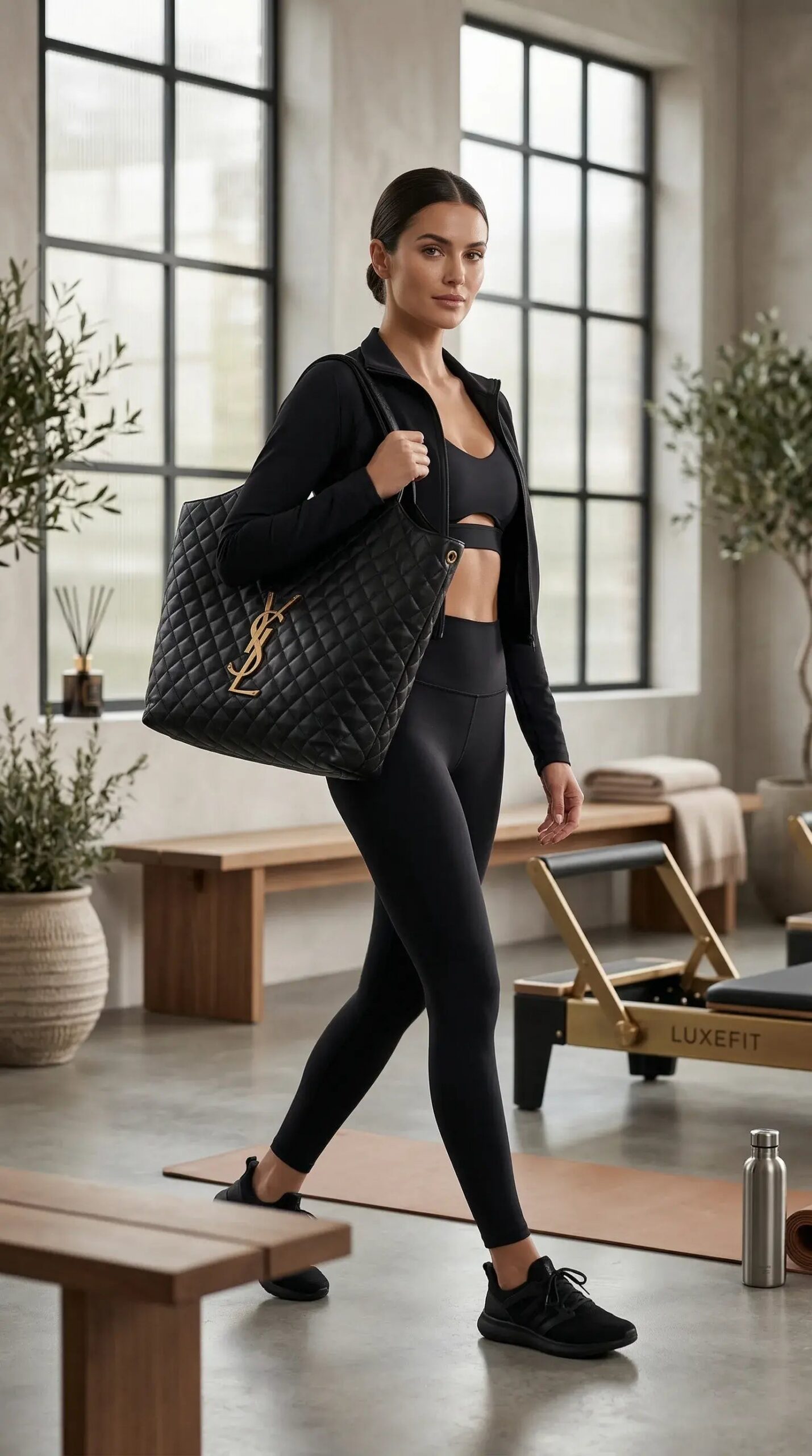 Maxi Quilted Tote – Black