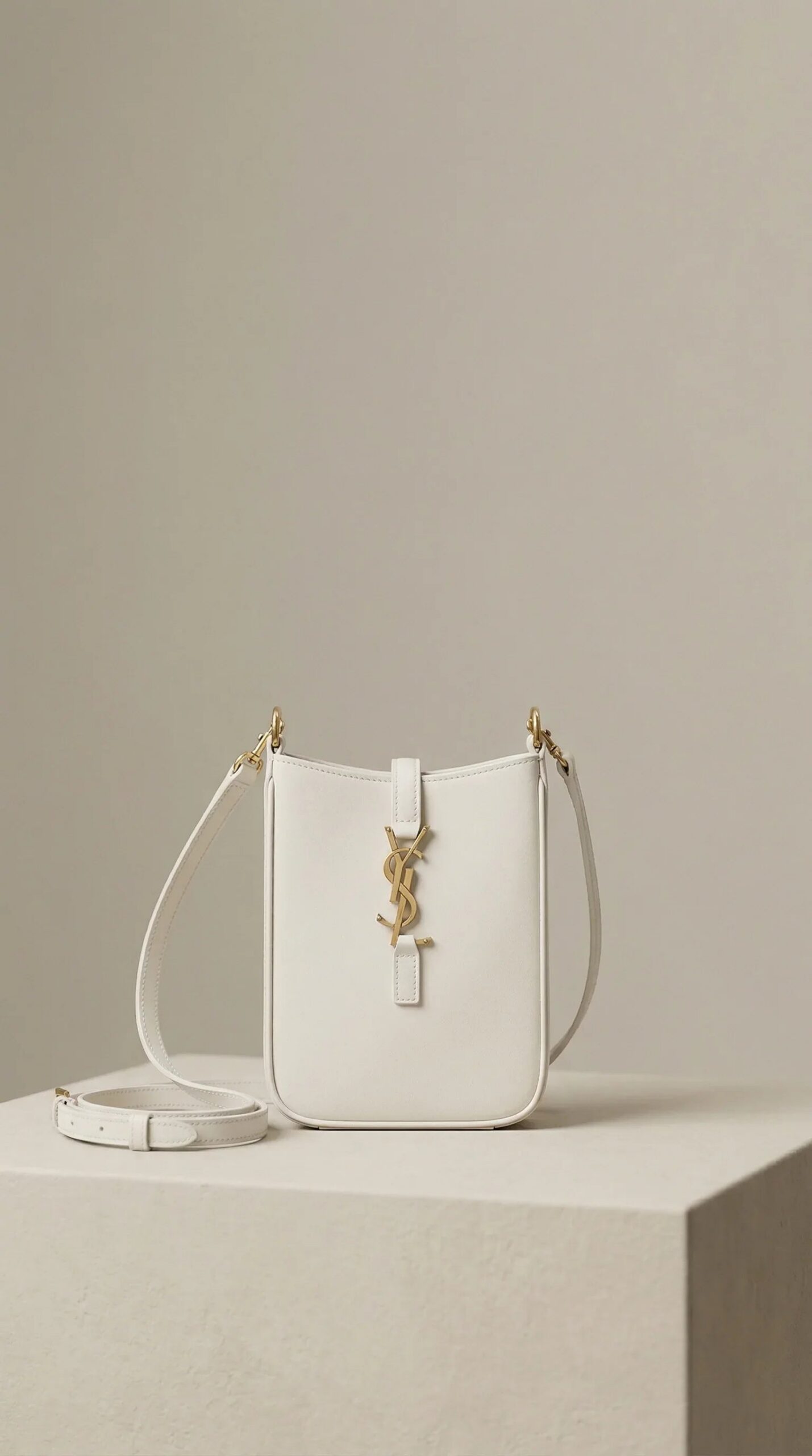 Mini Drawstring Bucket Bag – White - Image 2
