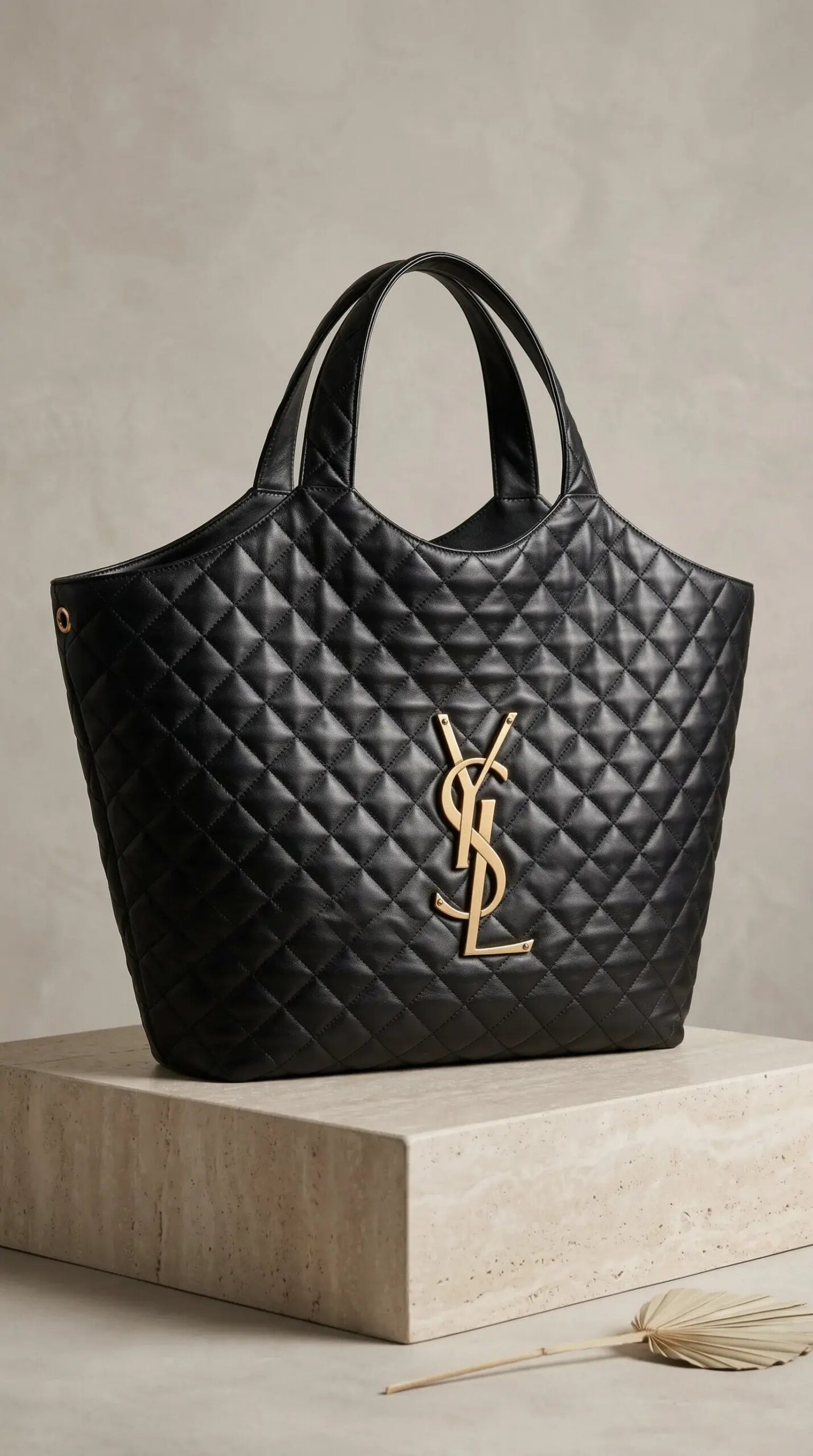Oversized Quilted Tote Bag – Black - Image 2