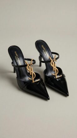Opyum Pointed Heel Mules – Black