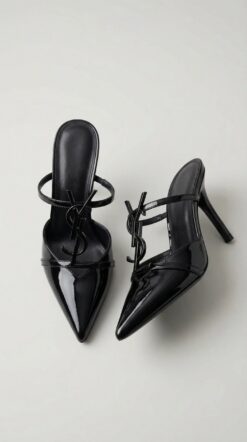 Opyum Pointed Heel Mules – Black Metal