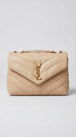 Lou Mini Camera Bag – Beige Chevron Leather (Gold Hardware)