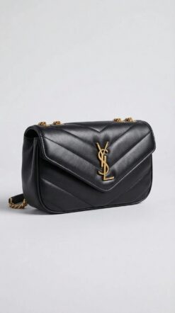 Lou Mini Flap Bag – Black Chevron Leather (Gold Hardware)
