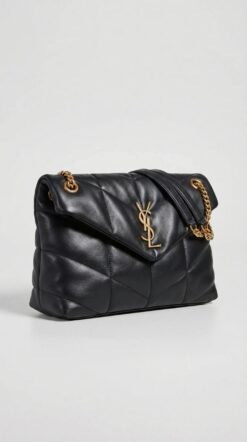 Lou Quilted Flap Bag – Black Chevron Leather (Gold Hardware)